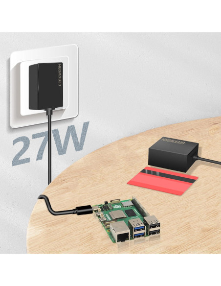 Caja de Metal Geekworm P580-V2 con Fuente GaN 27W para Raspberry Pi 5 Caja de Metal Geekworm P580-V2 con Fuente GaN 27W para Raspberry Pi 5
