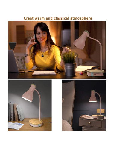 Lámpara de Escritorio Táctil Rosa LALISU 3 Niveles Regulable