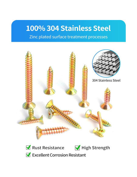 Kit de Tornillos de Madera DIVANC 600 Pcs Acero Inoxidable