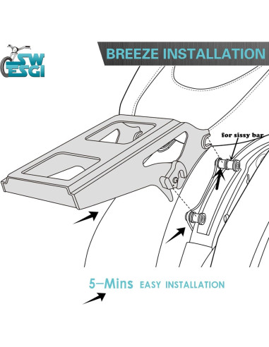 Soporte de Maletero Desmontable SWESGI Negro 2009-2013 Harley