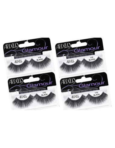 Pestañas Postizas Ardell Glamour 115 - Volumen Completo, 4 Paquetes