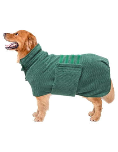 Bata de Baño Rápido Secado Geyecete para Perros Verde XS