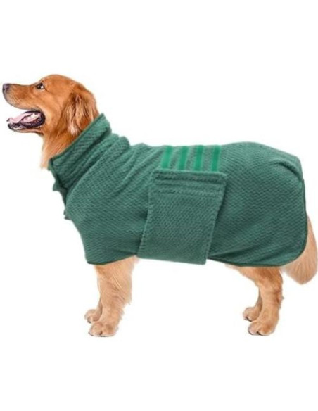 Bata de Baño Rápido Secado Geyecete para Perros Verde XS