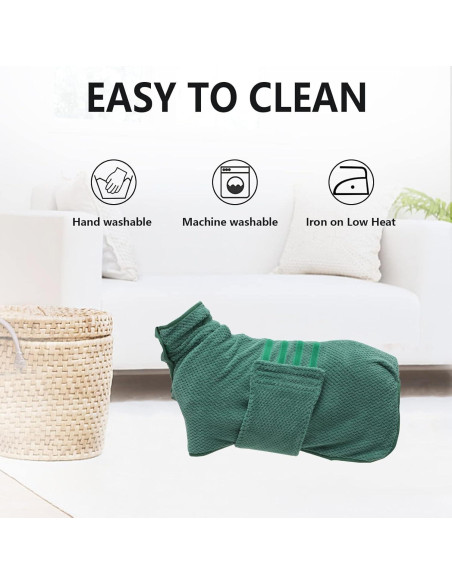 Bata de Baño Rápido Secado Geyecete para Perros Verde XS