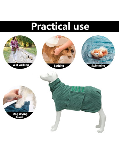 Bata de Baño Rápido Secado Geyecete para Perros Verde XS