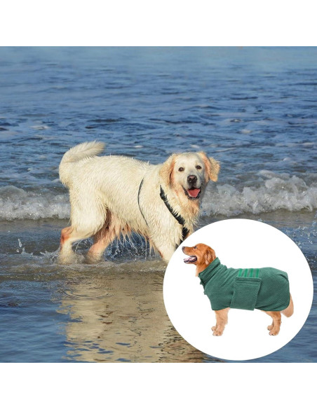 Bata de Baño Rápido Secado Geyecete para Perros Verde XS