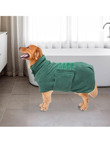 Bata de Baño Rápido Secado Geyecete para Perros Verde XS