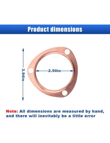 Juntas de Escape de Cobre LAINLOY 2.5" 2 Piezas Reutilizables