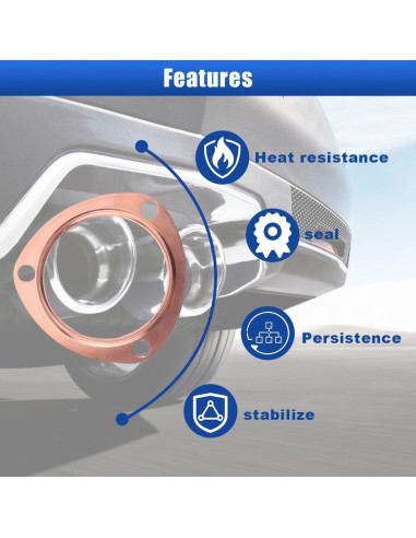 Juntas de Escape de Cobre LAINLOY 2.5" 2 Piezas Reutilizables