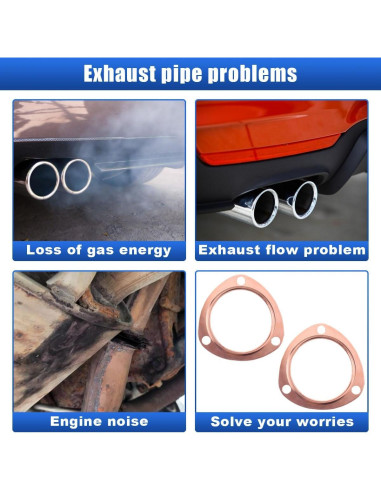 Juntas de Escape de Cobre LAINLOY 2.5" 2 Piezas Reutilizables