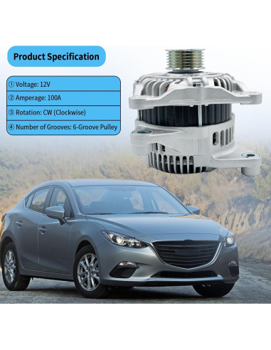 Alternador 12V 100A BZJUNQI Compatible Mazda y Toyota