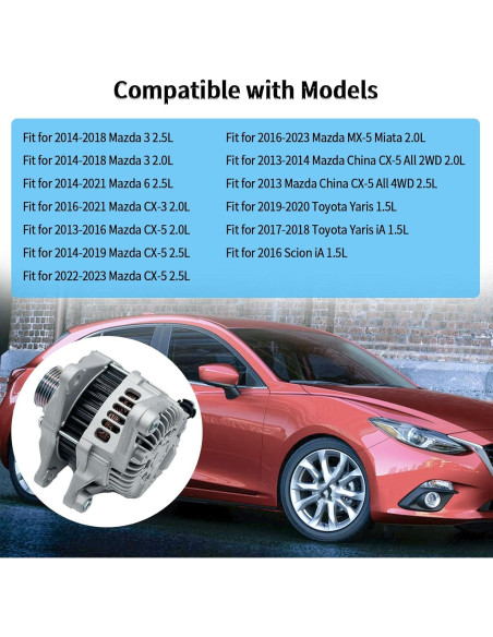 Alternador 12V 100A BZJUNQI Compatible Mazda y Toyota