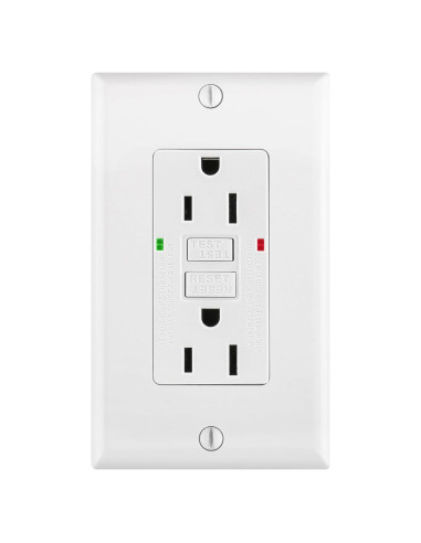 Enchufe GFCI 15A WENGART Blanco con LED y Placas Decorativas