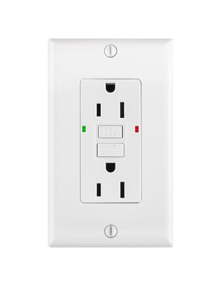 Enchufe GFCI 15A WENGART Blanco con LED y Placas Decorativas