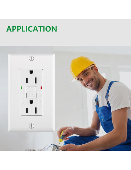 Enchufe GFCI 15A WENGART Blanco con LED y Placas Decorativas
