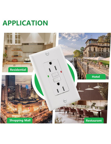 Enchufe GFCI 15A WENGART Blanco con LED y Placas Decorativas