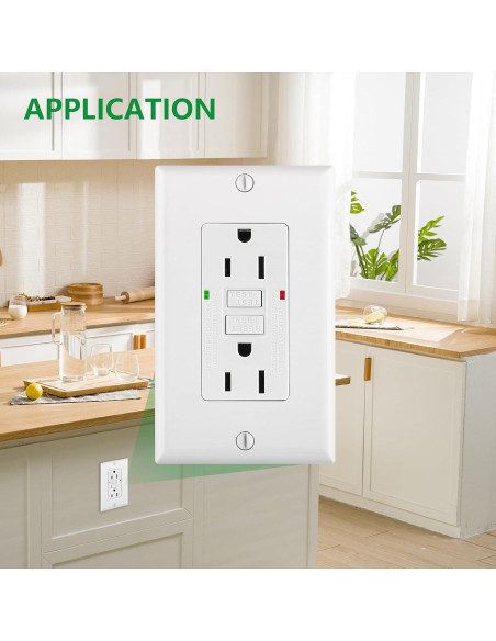 Enchufe GFCI 15A WENGART Blanco con LED y Placas Decorativas