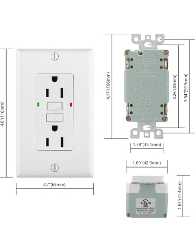 Enchufe GFCI 15A WENGART Blanco con LED y Placas Decorativas
