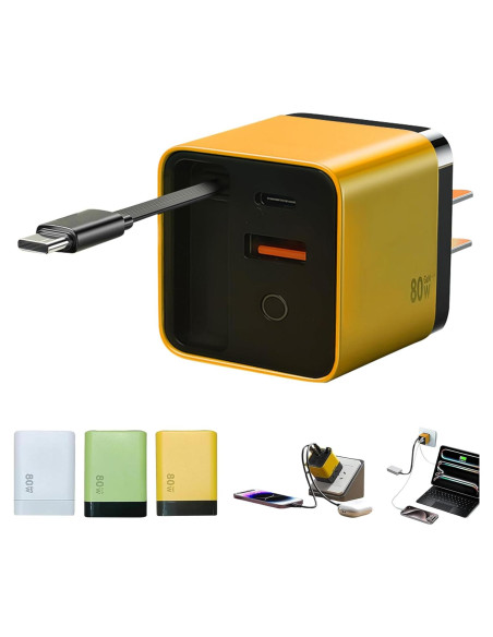 Cargador Tobre 3 en 1 GaN 80W con Cable Retráctil para iPhone 17