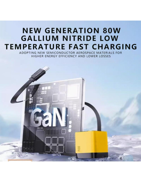 Cargador Tobre 3 en 1 GaN 80W con Cable Retráctil para iPhone 17