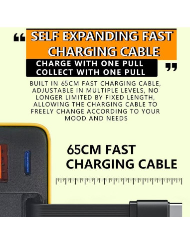 Cargador Tobre 3 en 1 GaN 80W con Cable Retráctil para iPhone 17