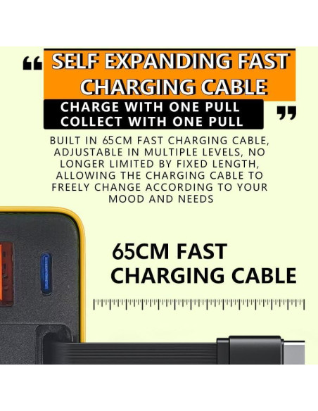 Cargador Tobre 3 en 1 GaN 80W con Cable Retráctil para iPhone 17