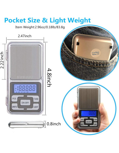 Escala Digital de Cocina WOWOHE 500g Alta Precisión Portátil