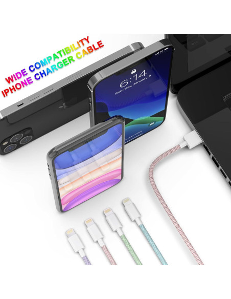 Cargador Rápido USB TIKRO - Paquete de 6 Cables iPhone