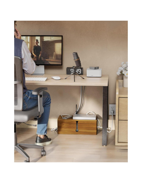 Caja de Gestión de Cables Grande BLUEWEST de Acacia 39.9x15.5cm