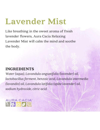 Bruma de Aromaterapia Relajante Aura Cacia 113 ml Lavanda