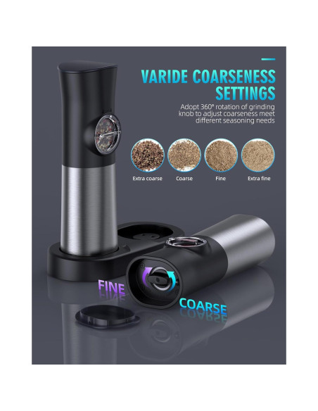 Molinillos Eléctricos de Sal y Pimienta EVANLAN - Acero Inoxidable