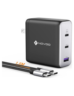 Cargador USB C NOVOO 120W Rápido GaN 3 Puertos para MacBook