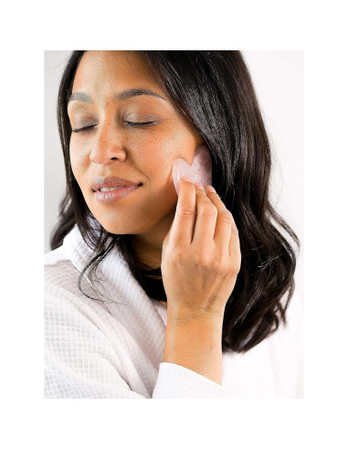 Set de Rodillo Facial y Gua Sha WITTY Cuarzo Rosa - 15cm