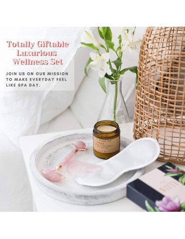 Set de Rodillo Facial y Gua Sha WITTY Cuarzo Rosa - 15cm