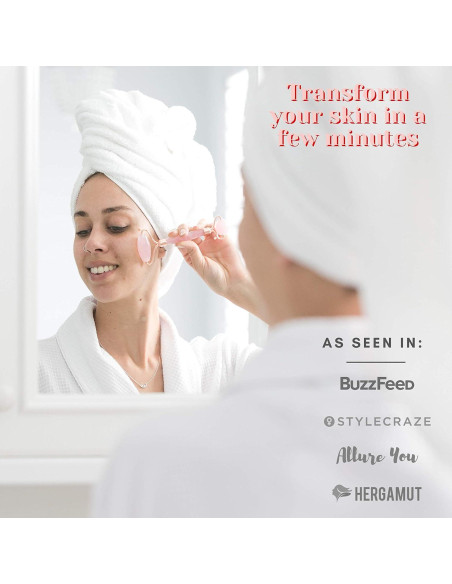 Set de Rodillo Facial y Gua Sha WITTY Cuarzo Rosa - 15cm Set de Rodillo Facial y Gua Sha WITTY Cuarzo Rosa - 15cm