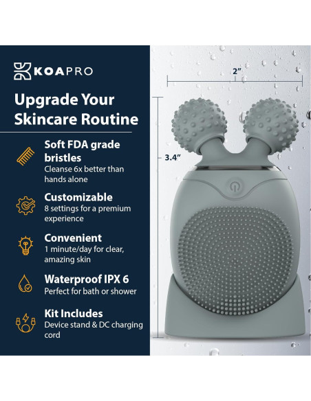Cepillo Facial KOAPro Eléctrico Exfoliante Impermeable 3 en 1