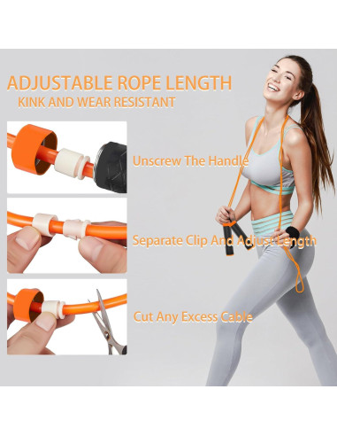 Cuerda de Salto con Peso Ajustable qiyeyeye para Fitness