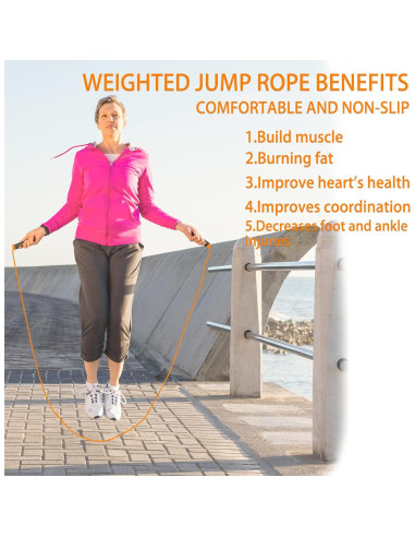 Cuerda de Salto con Peso Ajustable qiyeyeye para Fitness