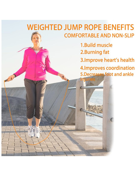 Cuerda de Salto con Peso Ajustable qiyeyeye para Fitness