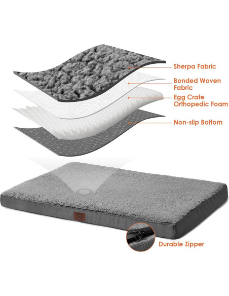 Cama ortopédica EHEYCIGA XL para perros grandes, gris 104x69 cm