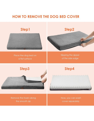 Cama ortopédica EHEYCIGA XL para perros grandes, gris 104x69 cm