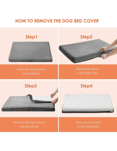 Cama ortopédica EHEYCIGA XL para perros grandes, gris 104x69 cm