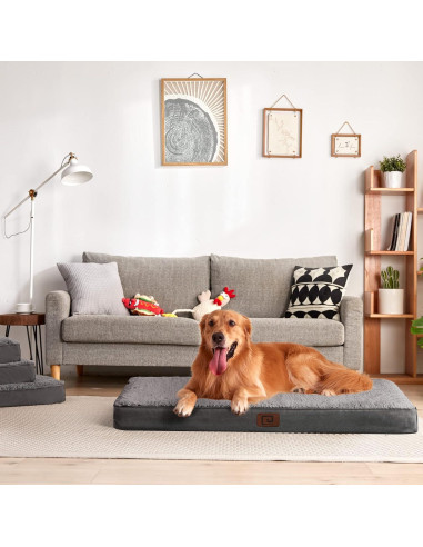 Cama ortopédica EHEYCIGA XL para perros grandes, gris 104x69 cm
