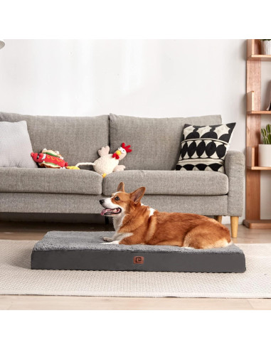 Cama ortopédica EHEYCIGA XL para perros grandes, gris 104x69 cm