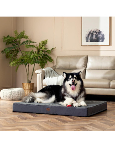 Cama ortopédica EHEYCIGA XL para perros grandes, gris 104x69 cm
