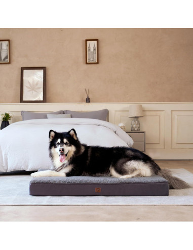 Cama ortopédica EHEYCIGA XL para perros grandes, gris 104x69 cm