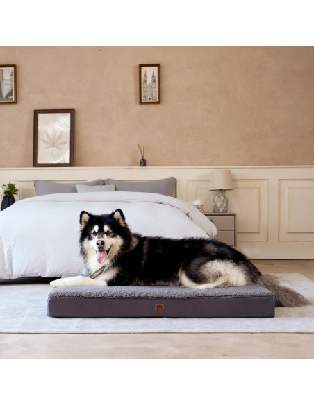 Cama ortopédica EHEYCIGA XL para perros grandes, gris 104x69 cm