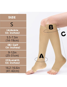 Calcetines de Compresión Dimeho Punta Abierta 15-20 mmHg 2 Pairs 2