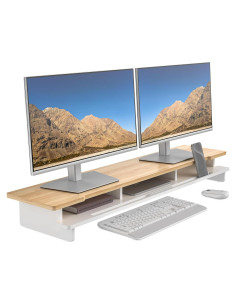 Soporte Elevador para Monitor Doble 108 cm Bambú Natural