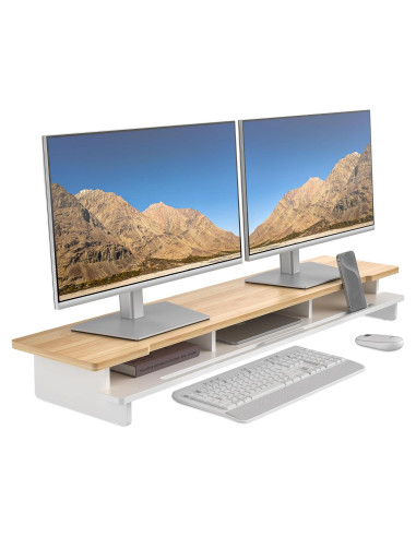 Soporte Elevador para Monitor Doble 108 cm Bambú Natural